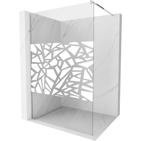 Mexen Kioto shower screen 140 x 200 cm, Transparent/White pattern 8 mm, Chrome - 800-140-101-01-85