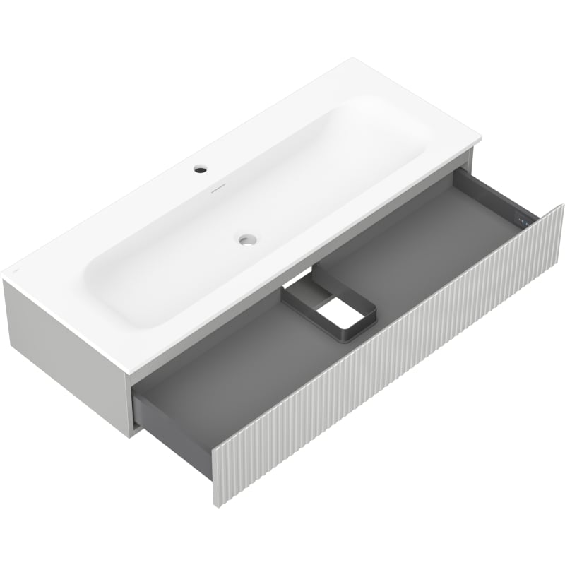Mexen Rivel bathroom cabinet 120 cm with sink Vela, 1 drawer, fluted, gray matte/white matte - 91A20-12023-1-BF62-W23M01
