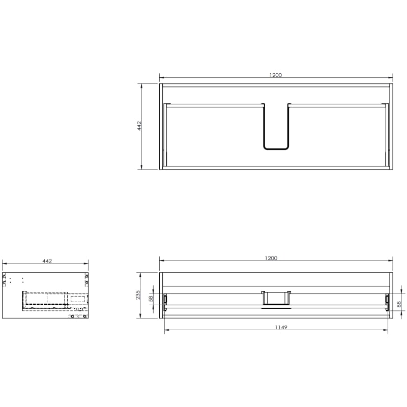 Mexen Rivel bathroom cabinet 120 cm with sink Vela, 1 drawer, fluted, gray matte/white matte - 91A20-12023-1-BF62-W23M01
