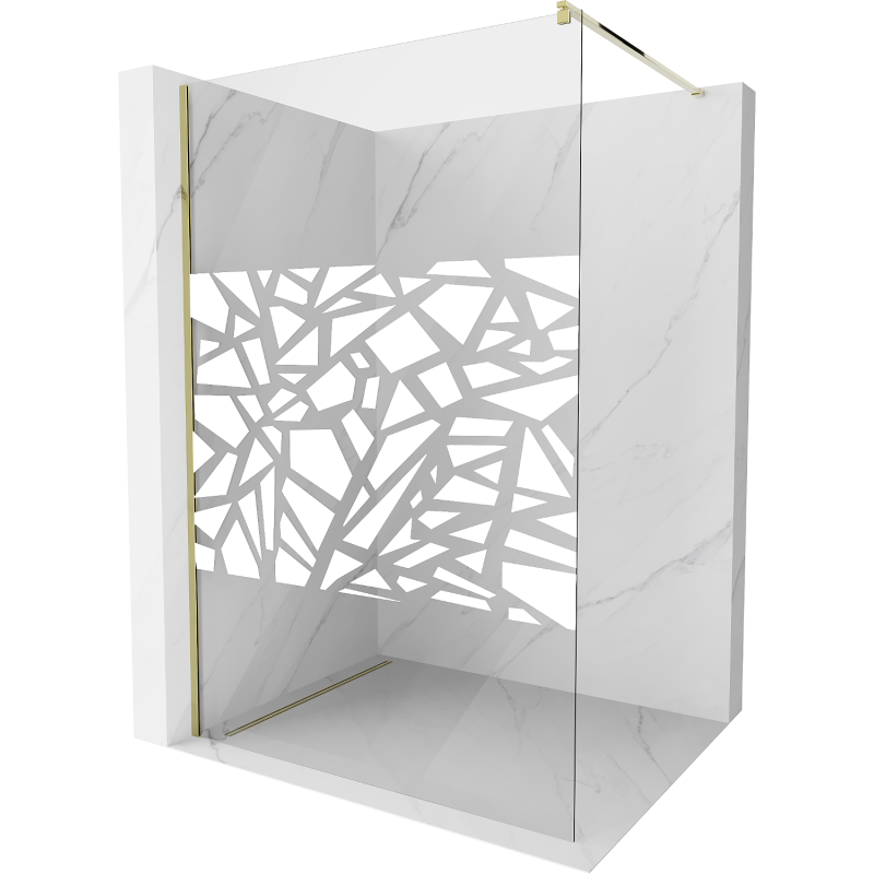 Mexen Kioto shower screen 70 x 200 cm, Transparent/White pattern 8 mm, Gold - 800-070-101-50-85