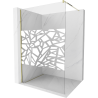Mexen Kioto Walk-in shower wall 80 x 200 cm, white pattern 8 mm, gold - 800-080-101-50-85