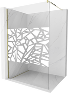 Mexen Kioto Walk-in shower wall 80 x 200 cm, white pattern 8 mm, gold - 800-080-101-50-85