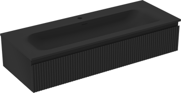 Mexen Rivel 120 cm Bathroom Cabinet with Vela Sink, 1 Drawer, Fluted, Black Matte - 91A20-12023-1-BF71-W23M71