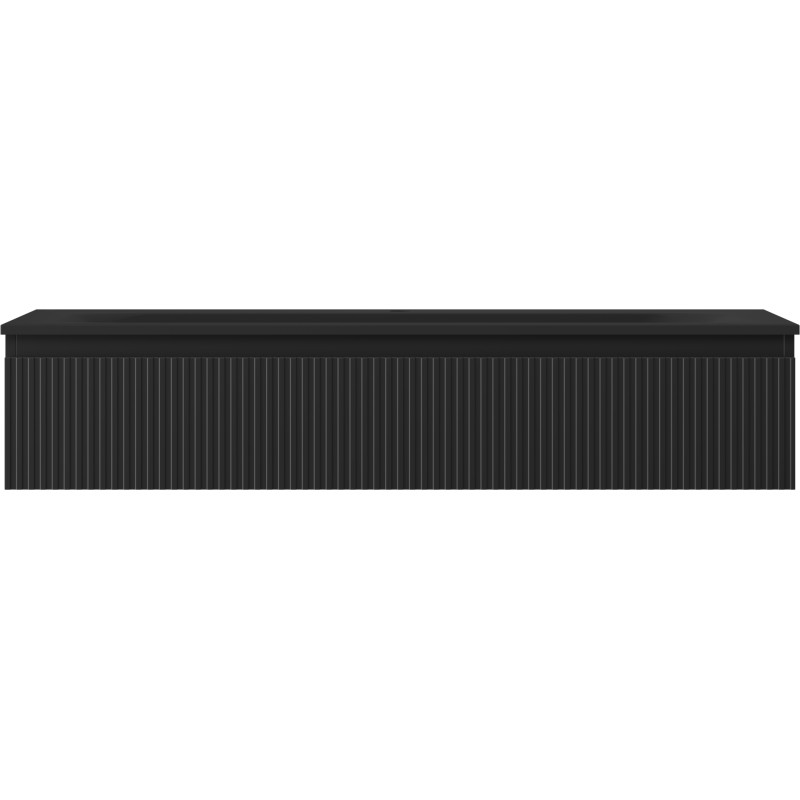Mexen Rivel 120 cm bathroom cabinet with Vela sink, 1 drawer, grooved, matte black - 91A20-12023-1-BF71-W23M71
