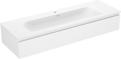 Mexen Rivel bathroom cabinet 140 cm with Vela sink, 1 drawer, grooved, white matte - 91A20-14023-1-BF01-W23M01