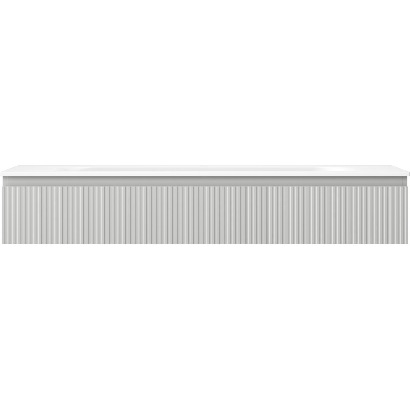 Mexen Rivel 140 cm bathroom cabinet with sink Vela, 1 drawer, grooved, gray matte/white matte - 91A20-14023-1-BF62-W23M01