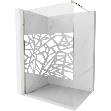 Mexen Kioto Walk-in Shower Wall 110 x 200 cm, White Pattern 8 mm, Gold - 800-110-101-50-85