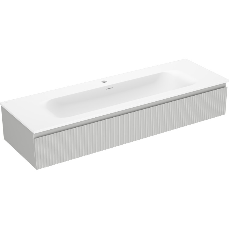 Mexen Rivel 140 cm bathroom cabinet with sink Vela, 1 drawer, grooved, gray matte/white matte - 91A20-14023-1-BF62-W23M01