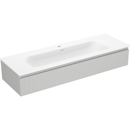 Mexen Rivel 140 cm bathroom cabinet with sink Vela, 1 drawer, grooved, gray matte/white matte - 91A20-14023-1-BF62-W23M01