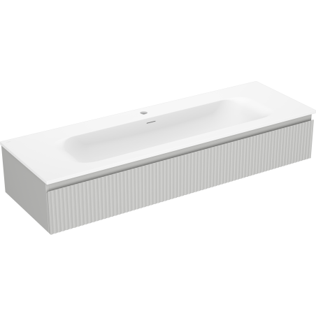 Mexen Rivel 140 cm Bathroom Cabinet with Vela Sink, 1 Drawer, Fluted, Grey Matte/White Matte - 91A20-14023-1-BF62-W23M01