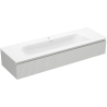 Mexen Rivel 140 cm bathroom cabinet with sink Vela, 1 drawer, grooved, gray matte/white matte - 91A20-14023-1-BF62-W23M01