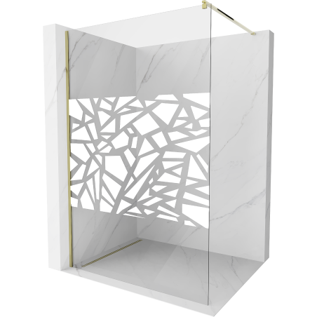 Mexen Kioto Walk-in shower wall 120 x 200 cm, white pattern 8 mm, gold - 800-120-101-50-85