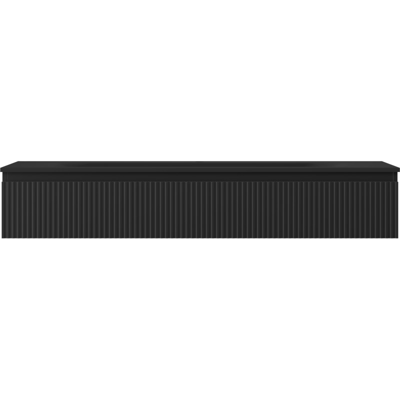 Mexen Rivel bathroom cabinet 140 cm with Vela sink, 1 drawer, grooved, matte black - 91A20-14023-1-BF71-W23M71