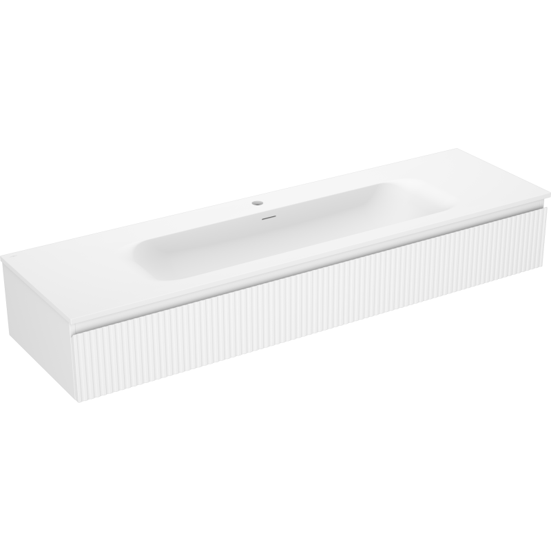 Mexen Rivel Bathroom Cabinet 160 cm with Vela Sink, 1 Drawer, Fluted, White Matte - 91A20-16023-1-BF01-W23M01