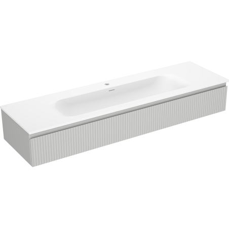 Mexen Rivel bathroom cabinet 140 cm with Vela sink, 1 drawer, grooved, gray matte/white matte - 91A20-16023-1-BF62-W23M01