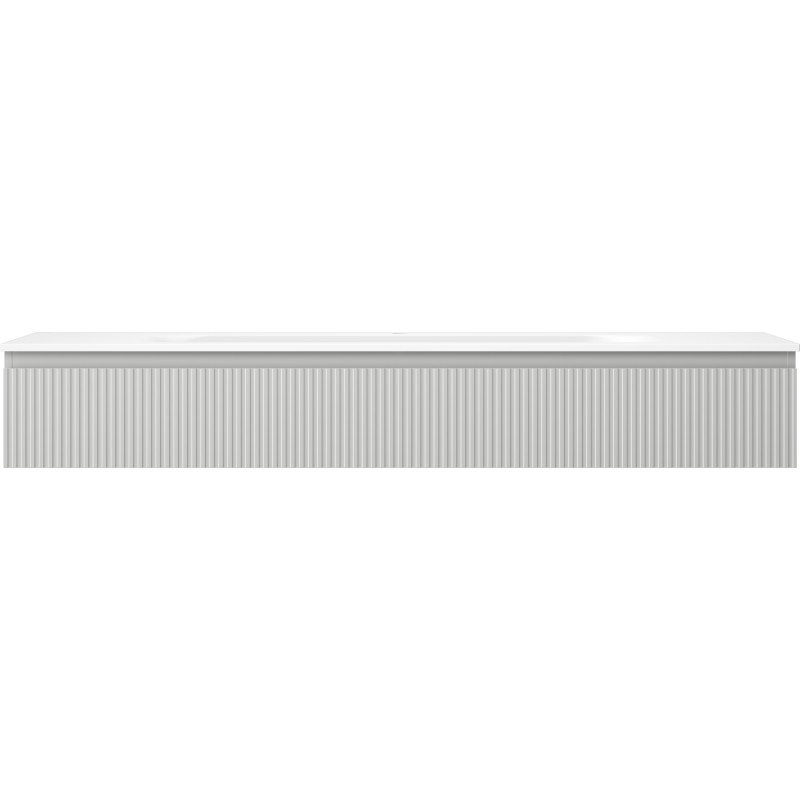 Mexen Rivel bathroom cabinet 140 cm with Vela sink, 1 drawer, grooved, gray matte/white matte - 91A20-16023-1-BF62-W23M01