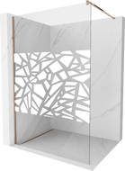 Mexen Kioto Walk-in Shower Wall 100 x 200 cm, White Pattern 8 mm, Rose Gold - 800-100-101-60-85