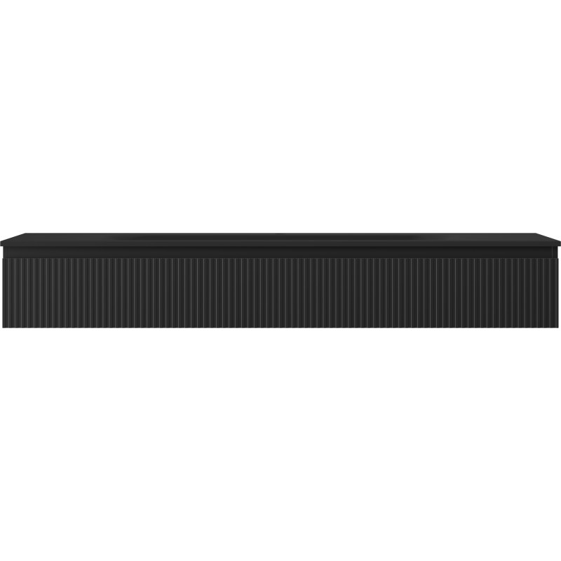 Mexen Rivel 160 cm bathroom cabinet with sink Vela, 1 drawer, fluted, matte black - 91A20-16023-1-BF71-W23M71