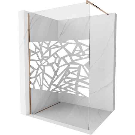 Mexen Kioto shower screen 130 x 200 cm, Transparent/White pattern 8 mm, Rose gold - 800-130-101-60-85