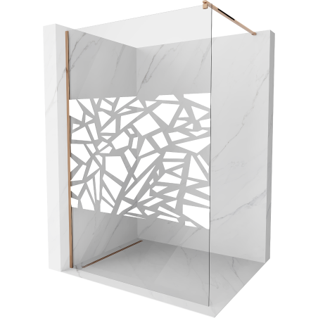 Mexen Kioto shower screen 140 x 200 cm, Transparent/White pattern 8 mm, Rose gold - 800-140-101-60-85