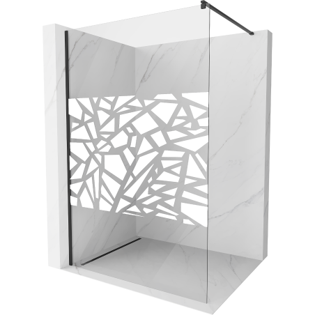 Mexen Kioto Walk-in Shower Wall 100 x 200 cm, White Pattern 8 mm, Black - 800-100-101-70-85