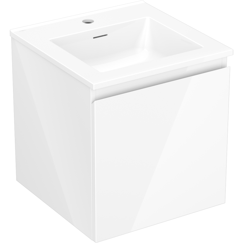 Mexen Orio bathroom cabinet 45 cm with Otis washbasin, 1 drawer, white gloss - 91A10-04547-1-BF00-W18M00