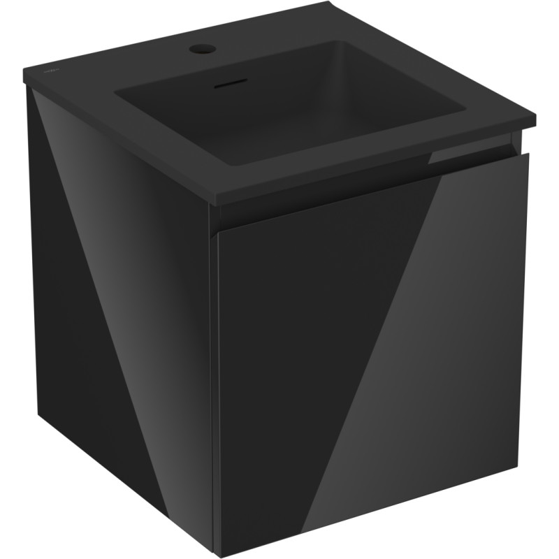 Mexen Orio bathroom cabinet 45 cm with wash basin Otis, 1 drawer, black gloss/black matte - 91A10-04547-1-BF70-W18M71