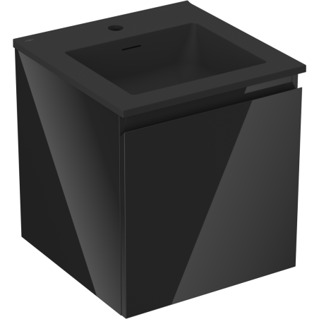 Mexen Orio bathroom cabinet 45 cm with Otis sink, 1 drawer, black gloss/black matt - 91A10-04547-1-BF70-W18M71
