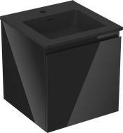 Mexen Orio bathroom cabinet 45 cm with Otis sink, 1 drawer, black gloss/black matt - 91A10-04547-1-BF70-W18M71