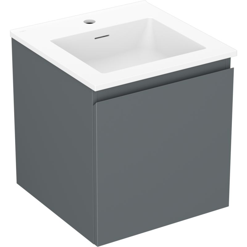 Mexen Orio bathroom cabinet 45 cm with Otis sink, 1 drawer, matte graphite/matte white - 91A10-04547-1-BF66-W18M01