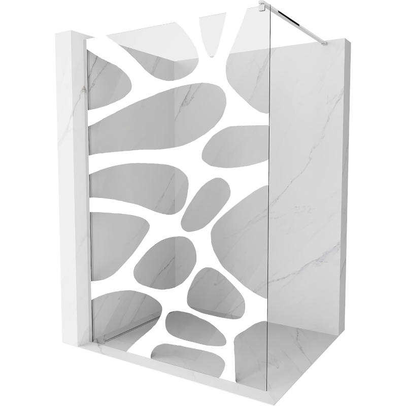 Mexen Kioto shower wall Walk-in 130 x 200 cm, white wave 8 mm, chrome - 800-130-101-01-97