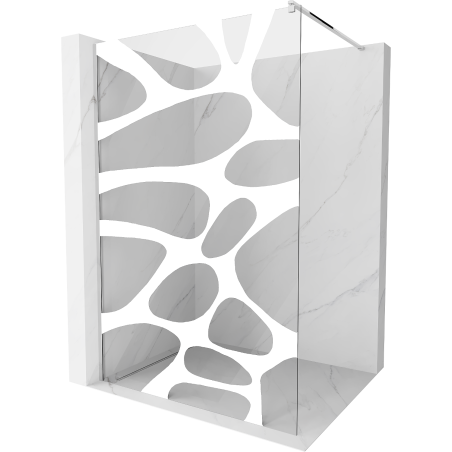 Mexen Kioto shower wall Walk-in 130 x 200 cm, white wave 8 mm, chrome - 800-130-101-01-97