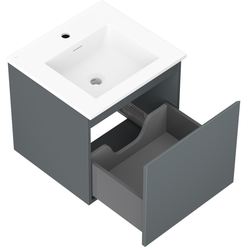Mexen Orio 50 cm Bathroom Cabinet with Sink Otis, 1 Drawer, Matte Graphite/Matte White - 91A10-05047-1-BF66-W18M01