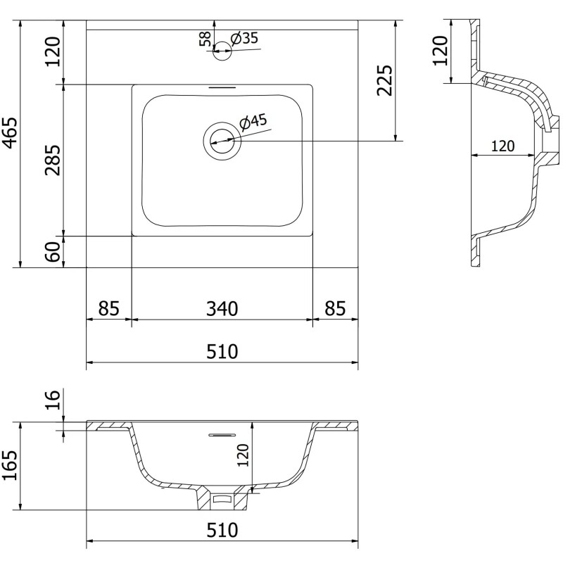 Mexen Orio bathroom cabinet 50 cm with Otis sink, 1 drawer, black gloss/black matte - 91A10-05047-1-BF70-W18M71