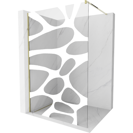 Mexen Kioto Walk-in Shower Wall 80 x 200 cm, White Wave 8 mm, Gold - 800-080-101-50-97