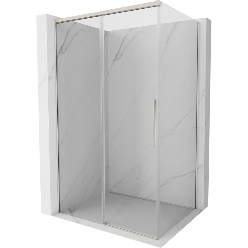 Mexen Rox Sliding Shower Enclosure 140 x 110 cm, Transparent, Brushed Nickel - 8C2-140-110-97-00