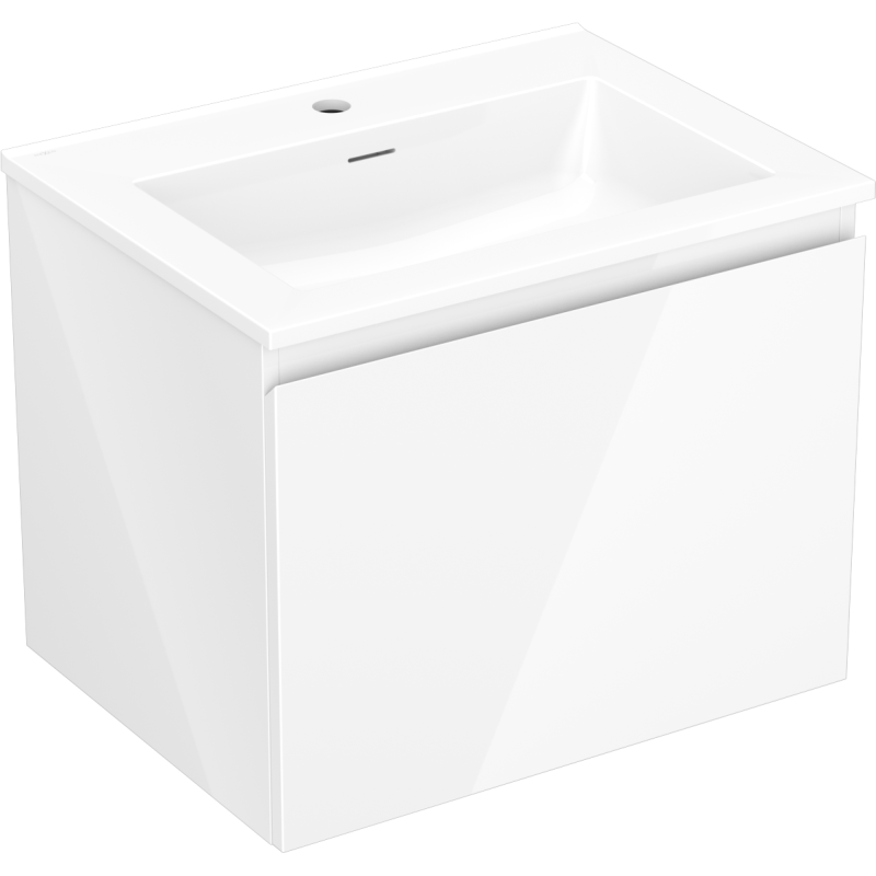Mexen Orio 60 cm Bathroom Cabinet with Otis Sink, 1 Drawer, White Gloss - 91A10-06047-1-BF00-W18M00