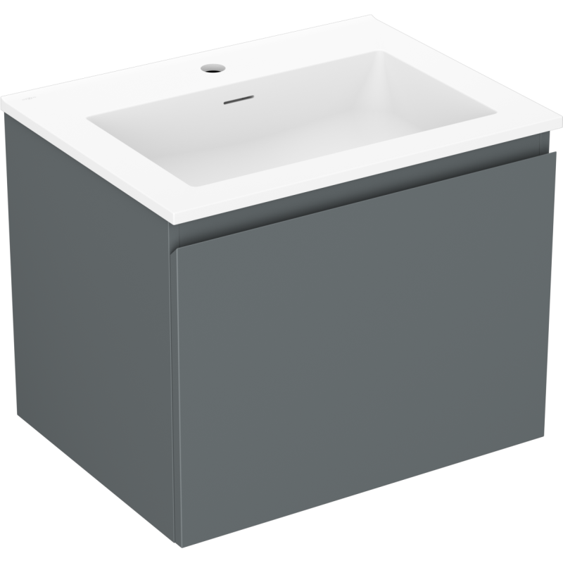 Mexen Orio bathroom cabinet 60 cm with Otis sink, 1 drawer, matte graphite/white matte - 91A10-06047-1-BF66-W18M01