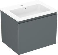 Mexen Orio 60 cm Bathroom Cabinet with Otis Sink, 1 Drawer, Matte Graphite/Matte White - 91A10-06047-1-BF66-W18M01