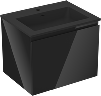 Mexen Orio 60 cm bathroom cabinet with Otis sink, 1 drawer, black gloss/black matte - 91A10-06047-1-BF70-W18M71