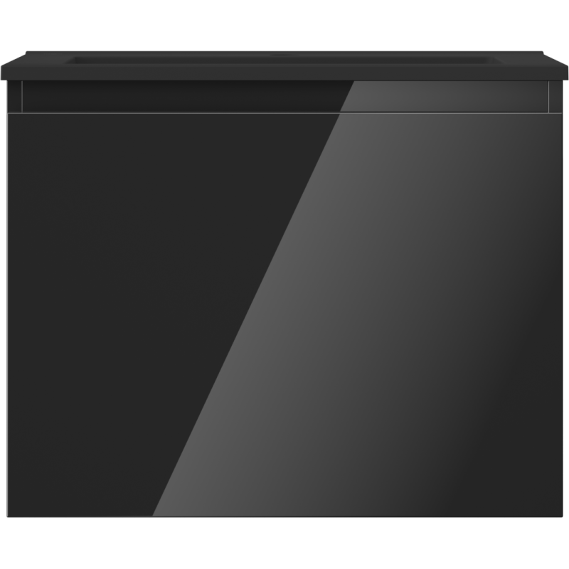 Mexen Orio 60 cm bathroom cabinet with Otis sink, 1 drawer, black gloss/black matte - 91A10-06047-1-BF70-W18M71