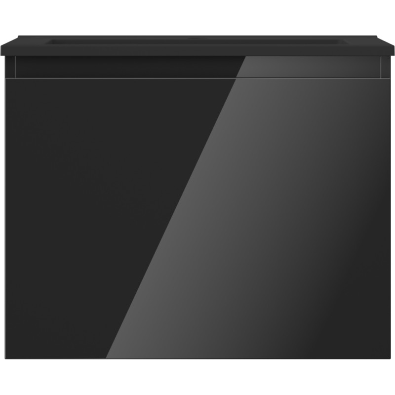 Mexen Orio bathroom cabinet 60 cm with Otis washbasin, 1 drawer, black gloss/black matte - 91A10-06047-1-BF70-W18M71