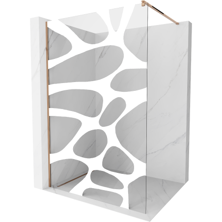 Mexen Kioto Walk-in Shower Wall 90 x 200 cm, White Wave 8 mm, Rose Gold - 800-090-101-60-97