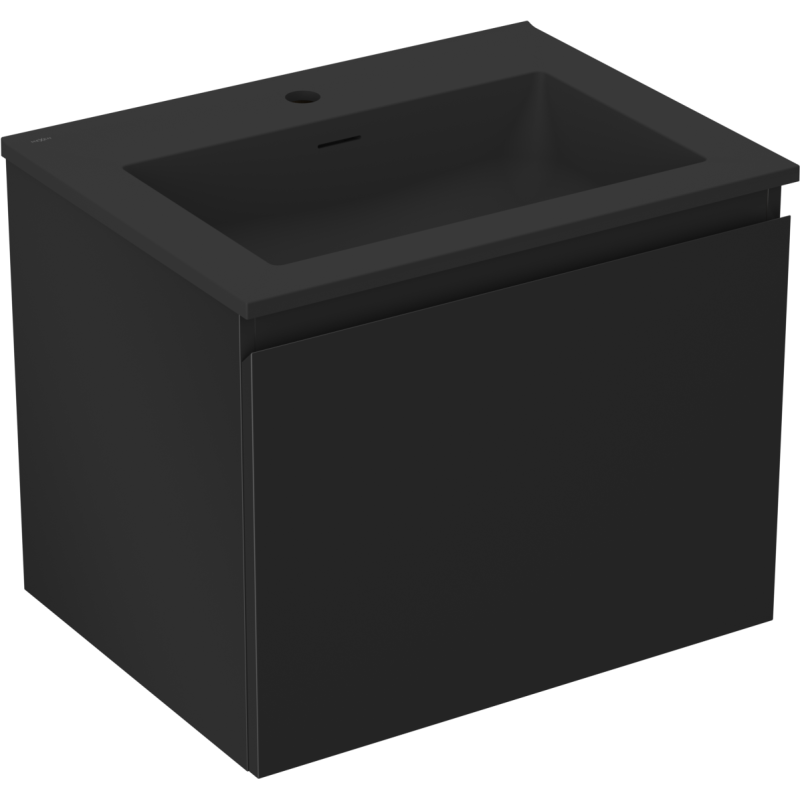 Mexen Orio 60 cm Bathroom Cabinet with Otis Basin, 1 Drawer, Black Matte - 91A10-06047-1-BF71-W18M71