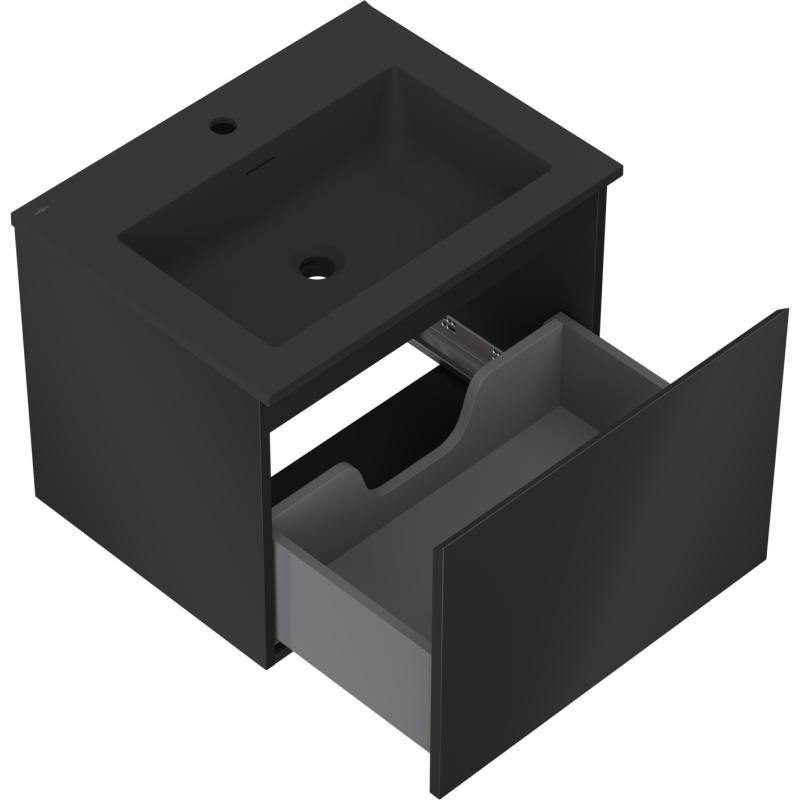 Mexen Orio 60 cm Bathroom Cabinet with Otis Basin, 1 Drawer, Black Matte - 91A10-06047-1-BF71-W18M71