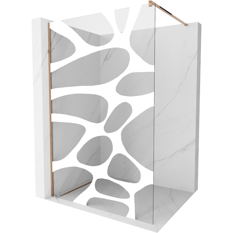Mexen Kioto shower screen 100 x 200 cm, Transparent/White pattern 8 mm, Rose gold - 800-100-101-60-97