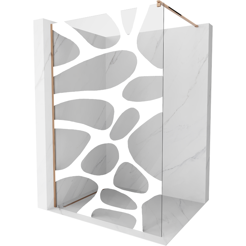 Mexen Kioto Walk-in Shower Screen 100 x 200 cm, White Wave 8 mm, Rose Gold - 800-100-101-60-97