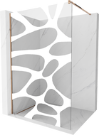 Mexen Kioto Walk-in Shower Wall 130 x 200 cm, White Wave 8 mm, Rose Gold - 800-130-101-60-97
