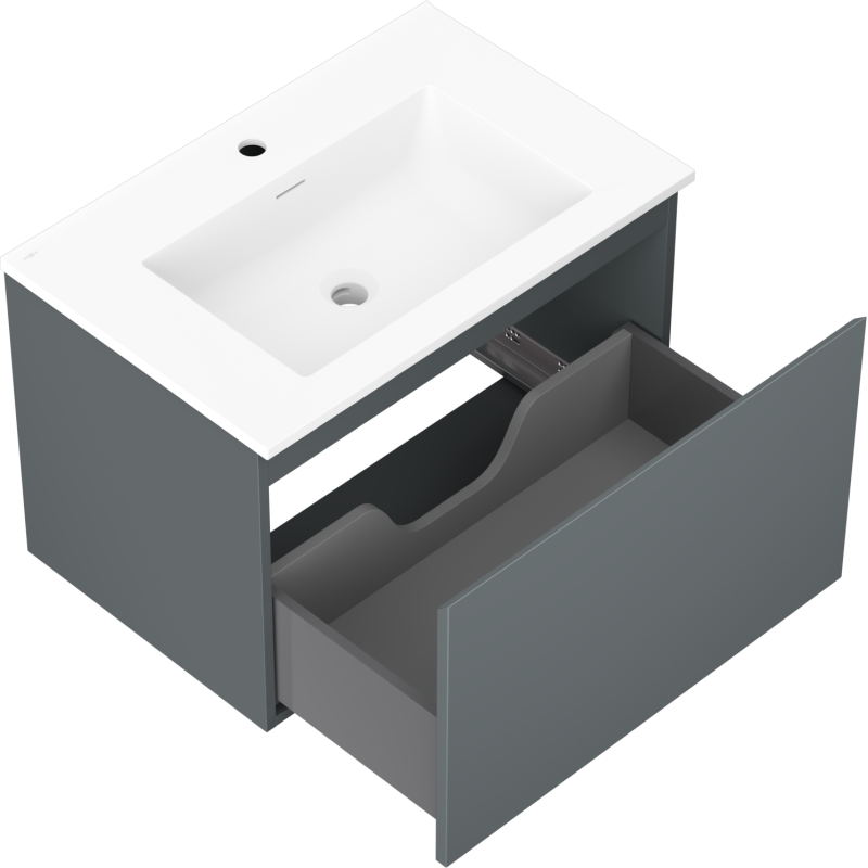 Mexen Orio bathroom cabinet 70 cm with Otis sink, 1 drawer, matte graphite/ matte white - 91A10-07047-1-BF66-W18M01