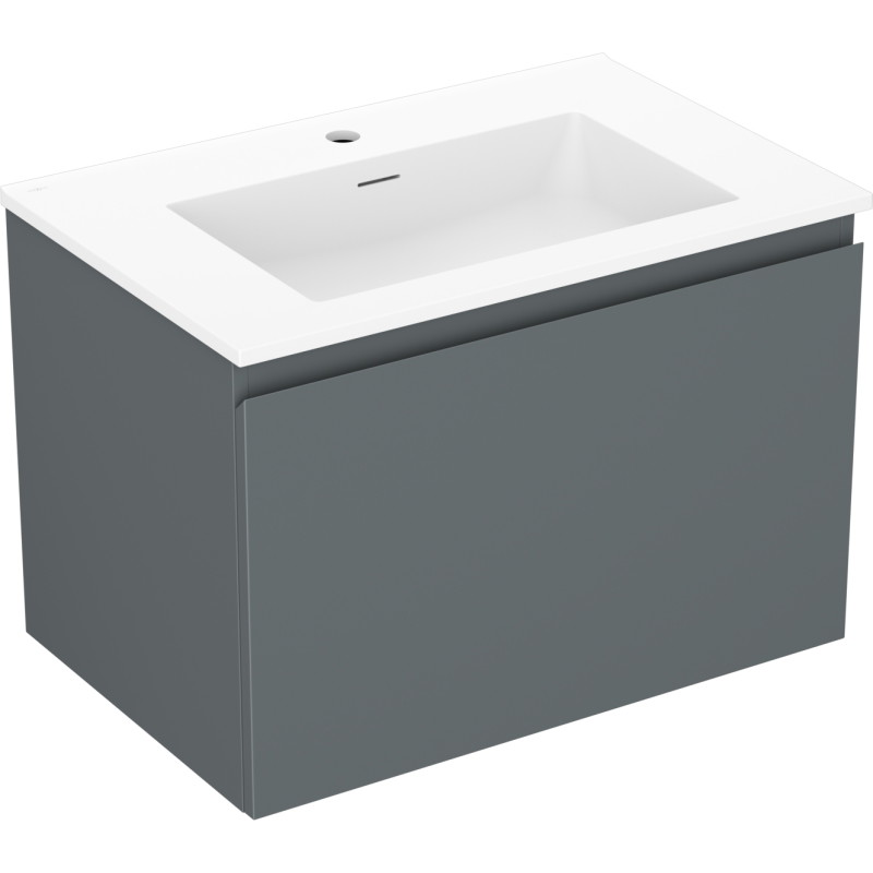 Mexen Orio 70 cm bathroom cabinet with Otis washbasin, 1 drawer, matte graphite/white matte - 91A10-07047-1-BF66-W18M01
